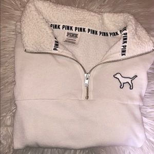 White VS Pink Hoodie with half zip.